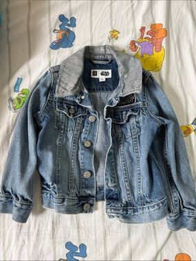 Star Wars Light Blue Denim Jacket with Gray Hood Liner 3T
